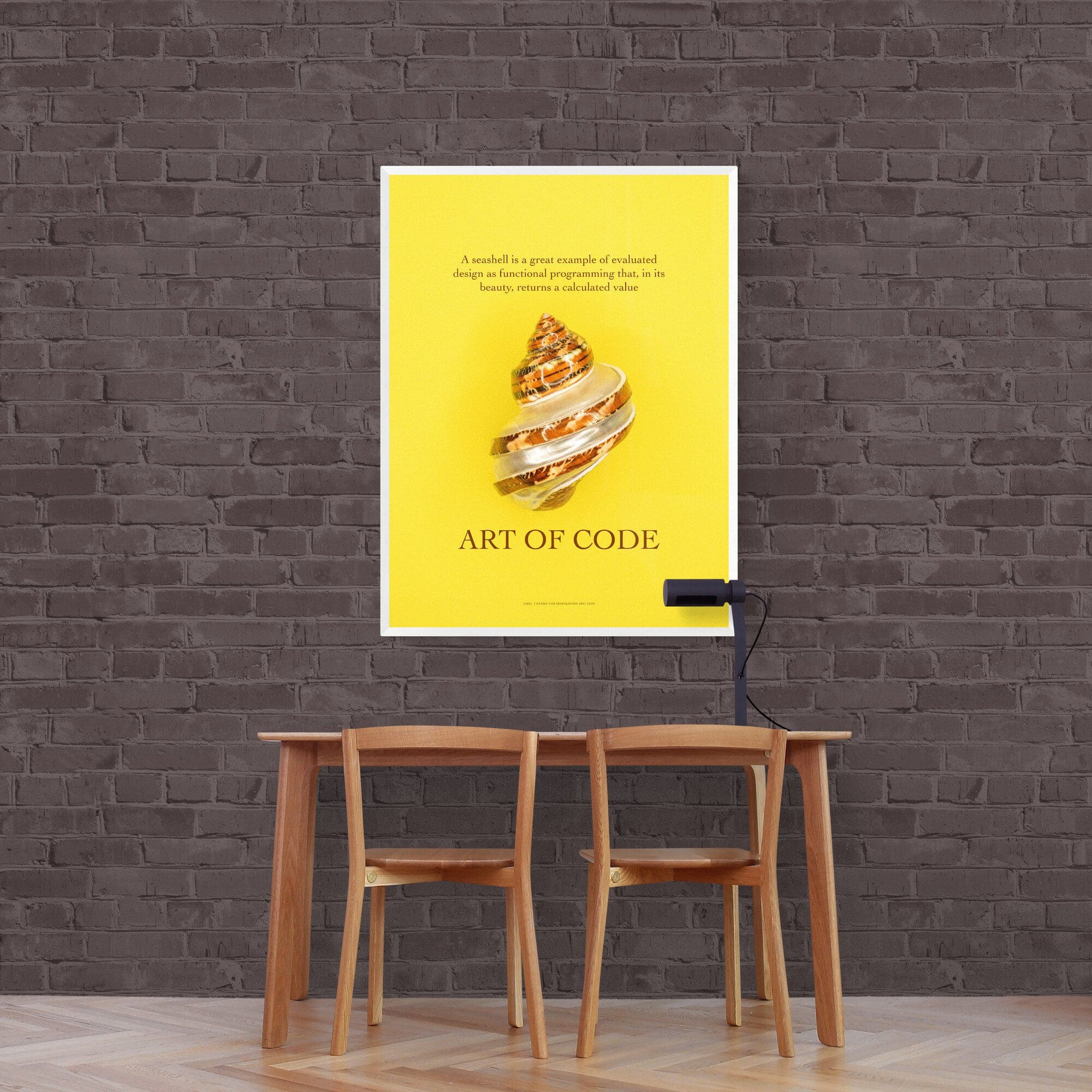 Design Framed Poster White - Black Brick Wall Table And Two Chairs The_empty_study_room