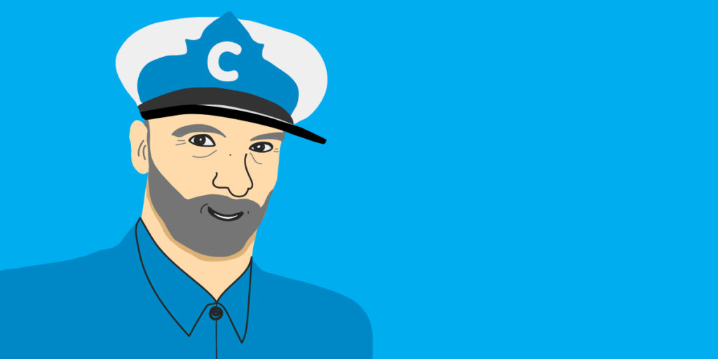 Photo of brand mascot 'Captain Niels' from Cosmosites